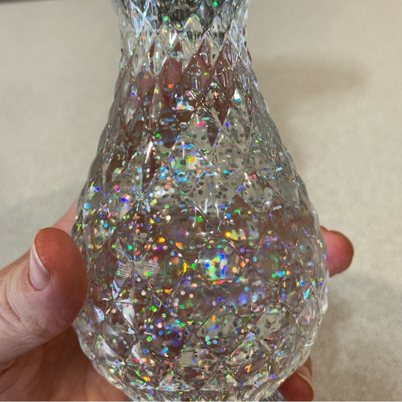 Bath & Body Works Silver Swirling Glitter Pedestal 3 Wick Candle Holder - Picture 3 of 7